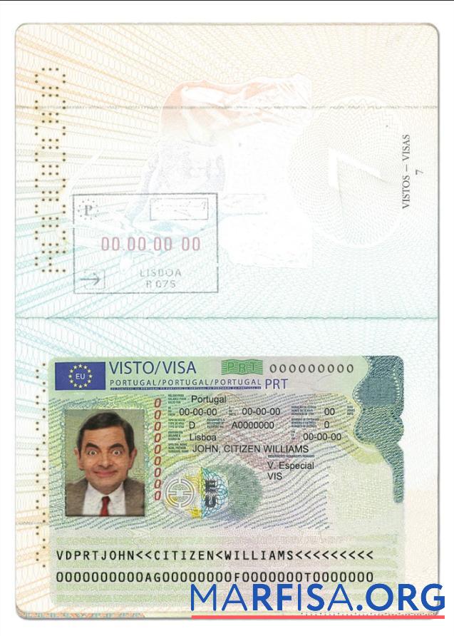 Printable Portugal Visa card template